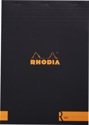 

Rhodia A4 Note Pad(182008C Black R Stapled Blank Notepad - No. 18 - A4 - 297 mm x 210 mm, Black)