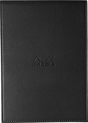 

Rhodia A5 Note Pad(218169C Boutique ePURE Black Stapled Line Ruled Notepad with Leatherette Cover 223 mm x 155 mm (With Notepad of A5 - 210 mm x 148 mm), Black)
