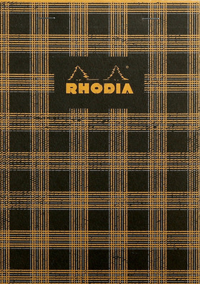 

Rhodia A5 Note Pad(16663C Heritage Black Tartan Stapled Orange Line Ruled Notepad - A5 - 210 mm x 148 mm, Black/Orange)
