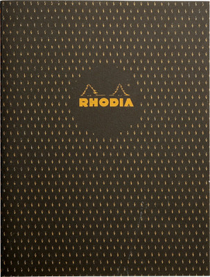 

Rhodia A5 Note Book(117245C Heritage Black Moucheture Stapled Orange Line Ruled Notebook - A5 - 210 mm x 148 mm, Black/Orange)