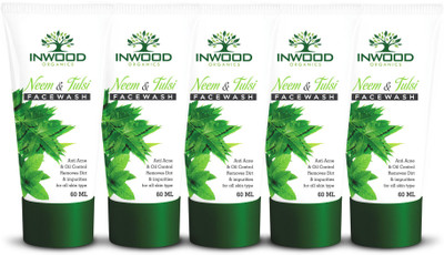 

INWOOD ORGANICS NEEM AND TULSI FACE WASH | BEST FACE WASH FOR OILY SKIN AND ACNE | PARABEN FREE | COMBO PACK OF 5 FACE WASH Face Wash(300 ml)