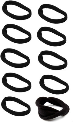 

Out Of Box Combo Of High Quality 10 Piece Black Ribbed Elastic Rubber Band Hair Accessory Set(Black)