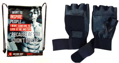 

Monika Sports black string bag + gym gloves Home Gym Kit