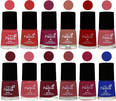 

Fabia Exclusive Nail Polish Set of 12 pcs. Strawberry-Candy Orange-Dark Magenta-coral-Red-Coral Pink -Jam-Light Pink-Maroon-Dark Nude-Pure Wine-Shock Blue Dark(Pack of 12)