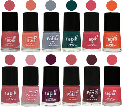 

Fabia Exclusive Nail Polish Set of 12 pcs. Bazooka Joe-Light Peach-Wild Gray Yonder-Dark Green-Shock Pink-Sour Orange-Mauve Pink-Rose-Boysenberry-Peach-Wine-Punch Pink(Pack of 12)