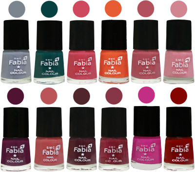 

Fabia Exclusive Nail Polish Set of 12 pcs. Wild Gray Yonder-Dark Green-Shock Pink-Sour Orange-Mauve Pink-Rose-Boysenberry-Peach-Wine-Wine Red-Pink Pink-Bold Red(Pack of 12)