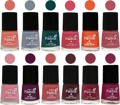 

Fabia Exclusive Nail Polish Set of 12 pcs. Light Peach-Wild Gray Yonder-Dark Green-Shock Pink-Sour Orange-Mauve Pink-Rose-Boysenberry-Peach-Wine-Wine Red-Dark Magenta(Pack of 12)