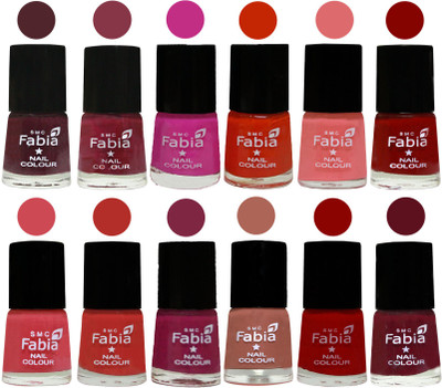 

Fabia Exclusive Nail Polish Set of 12 pcs. Wine-Wine Red-Pink Pink-Fire Orange-Baby Pink-Bold Red-Strawberry-Candy Orange-Dark Magenta-coral-Red-Maroon(Pack of 12)