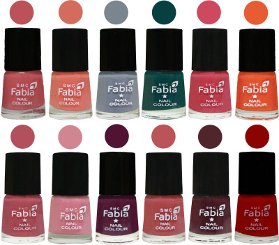 

Fabia Exclusive Nail Polish Set of 12 pcs. Bazooka Joe-Light Peach-Wild Gray Yonder-Dark Green-Shock Pink-Sour Orange-Mauve Pink-Rose-Boysenberry-Peach-Wine-Red(Pack of 12)