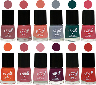 

Fabia Exclusive Nail Polish Set of 12 pcs. Lip-Bazooka Joe-Light Peach-Wild Gray Yonder-Dark Green-Shock Pink-Sour Orange-Mauve Pink-Rose-Boysenberry-Peach-Candy Orange(Pack of 12)