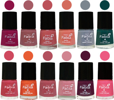 

Fabia Exclusive Nail Polish Set of 12 pcs. Raspberry-Lip-Bazooka Joe-Light Peach-Wild Gray Yonder-Dark Green-Shock Pink-Sour Orange-Mauve Pink-Rose-Boysenberry-Shock Pink Light(Pack of 12)