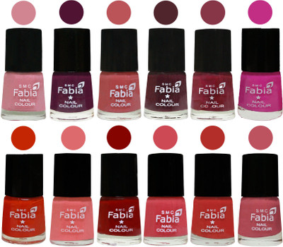 

Fabia Exclusive Nail Polish Set of 12 pcs. Rose-Boysenberry-Peach-Wine-Wine Red-Pink Pink-Fire Orange-Baby Pink-Bold Red-Strawberry-Candy Orange-Coral Pink(Pack of 12)