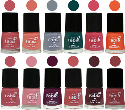 

Fabia Exclusive Nail Polish Set of 12 pcs. Bazooka Joe-Light Peach-Wild Gray Yonder-Dark Green-Shock Pink-Sour Orange-Mauve Pink-Rose-Boysenberry-Peach-Wine-Dark Nude(Pack of 12)