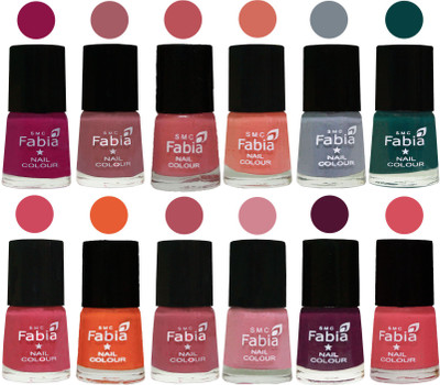 

Fabia Exclusive Nail Polish Set of 12 pcs. Raspberry-Lip-Bazooka Joe-Light Peach-Wild Gray Yonder-Dark Green-Shock Pink-Sour Orange-Mauve Pink-Rose-Boysenberry-Punch Pink(Pack of 12)