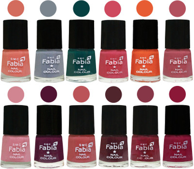 

Fabia Exclusive Nail Polish Set of 12 pcs. Light Peach-Wild Gray Yonder-Dark Green-Shock Pink-Sour Orange-Mauve Pink-Rose-Boysenberry-Peach-Wine-Wine Red-Pure Wine(Pack of 12)