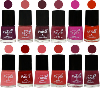 

Fabia Exclusive Nail Polish Set of 12 pcs. Boysenberry-Peach-Wine-Wine Red-Pink Pink-Fire Orange-Baby Pink-Bold Red-Strawberry-Candy Orange-Dark Magenta-Jam(Pack of 12)