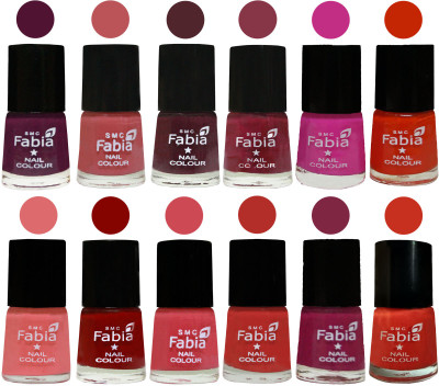 

Fabia Exclusive Nail Polish Set of 12 pcs. Boysenberry-Peach-Wine-Wine Red-Pink Pink-Fire Orange-Baby Pink-Bold Red-Strawberry-Candy Orange-Dark Magenta-Orange(Pack of 12)