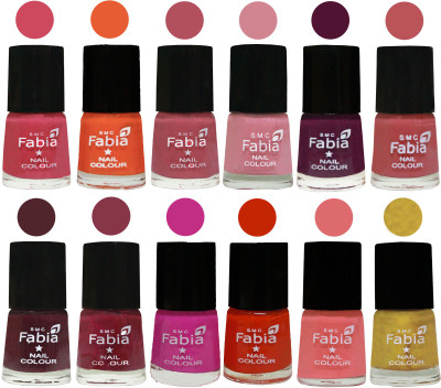 

Fabia Exclusive Nail Polish Set of 12 pcs. Shock Pink-Sour Orange-Mauve Pink-Rose-Boysenberry-Peach-Wine-Wine Red-Pink Pink-Fire Orange-Baby Pink-Matte Golden(Pack of 12)