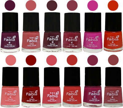 

Fabia Exclusive Nail Polish Set of 12 pcs. Boysenberry-Peach-Wine-Wine Red-Pink Pink-Fire Orange-Baby Pink-Bold Red-Strawberry-Candy Orange-Dark Magenta-Dark Nude(Pack of 12)