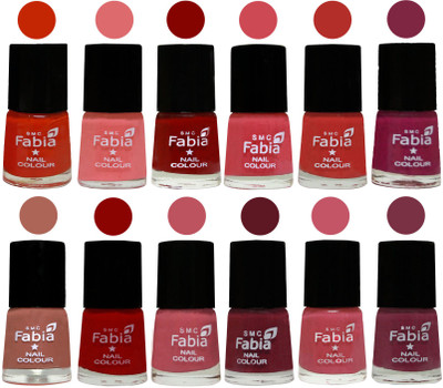 

Fabia Exclusive Nail Polish Set of 12 pcs. Fire Orange-Baby Pink-Bold Red-Strawberry-Candy Orange-Dark Magenta-coral-Red-Coral Pink -Jam-Light Pink-Plum(Pack of 12)