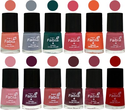 

Fabia Exclusive Nail Polish Set of 12 pcs. Light Peach-Wild Gray Yonder-Dark Green-Shock Pink-Sour Orange-Mauve Pink-Rose-Boysenberry-Peach-Wine-Wine Red-Red(Pack of 12)