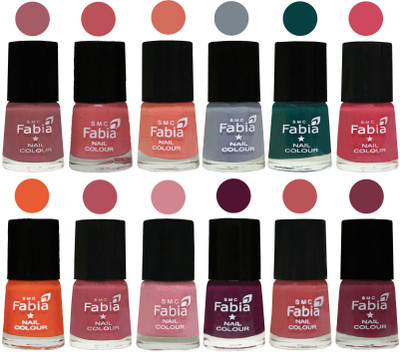 

Fabia Exclusive Nail Polish Set of 12 pcs. Lip-Bazooka Joe-Light Peach-Wild Gray Yonder-Dark Green-Shock Pink-Sour Orange-Mauve Pink-Rose-Boysenberry-Peach-Plum(Pack of 12)