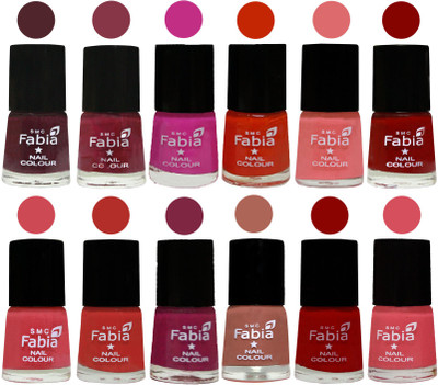 

Fabia Exclusive Nail Polish Set of 12 pcs. Wine-Wine Red-Pink Pink-Fire Orange-Baby Pink-Bold Red-Strawberry-Candy Orange-Dark Magenta-coral-Red-Punch Pink(Pack of 12)