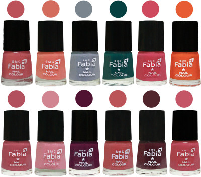 

Fabia Exclusive Nail Polish Set of 12 pcs. Bazooka Joe-Light Peach-Wild Gray Yonder-Dark Green-Shock Pink-Sour Orange-Mauve Pink-Rose-Boysenberry-Peach-Wine-Light Pink(Pack of 12)