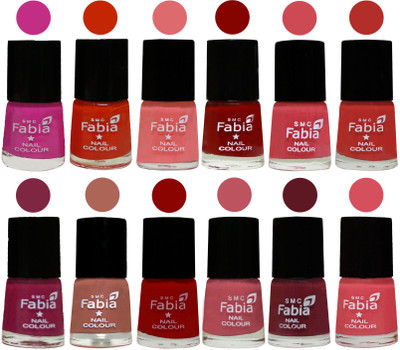 

Fabia Exclusive Nail Polish Set of 12 pcs. Pink Pink-Fire Orange-Baby Pink-Bold Red-Strawberry-Candy Orange-Dark Magenta-coral-Red-Coral Pink -Jam-Punch Pink(Pack of 12)