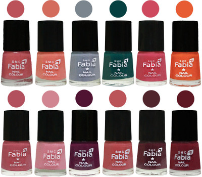 

Fabia Exclusive Nail Polish Set of 12 pcs. Bazooka Joe-Light Peach-Wild Gray Yonder-Dark Green-Shock Pink-Sour Orange-Mauve Pink-Rose-Boysenberry-Peach-Wine-Jam(Pack of 12)