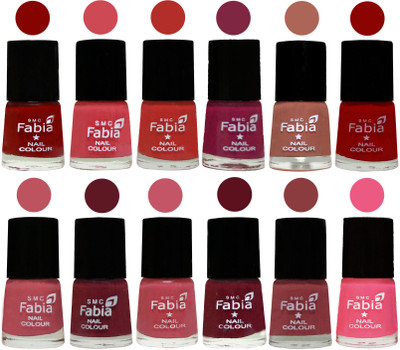 

Fabia Exclusive Nail Polish Set of 12 pcs. Bold Red-Strawberry-Candy Orange-Dark Magenta-coral-Red-Coral Pink -Jam-Light Pink-Maroon-Dark Nude-Shock Pink Light(Pack of 12)