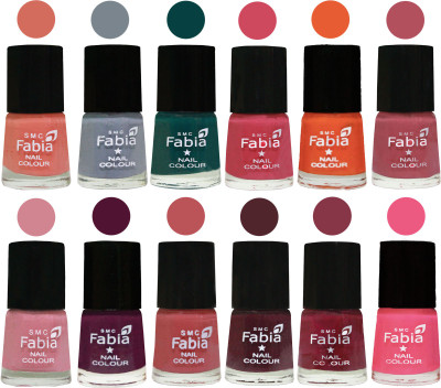 

Fabia Exclusive Nail Polish Set of 12 pcs. Light Peach-Wild Gray Yonder-Dark Green-Shock Pink-Sour Orange-Mauve Pink-Rose-Boysenberry-Peach-Wine-Wine Red-Shock Pink Light(Pack of 12)