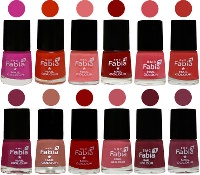 

Fabia Exclusive Nail Polish Set of 12 pcs. Pink Pink-Fire Orange-Baby Pink-Bold Red-Strawberry-Candy Orange-Dark Magenta-coral-Red-Coral Pink -Jam-Plum(Pack of 12)