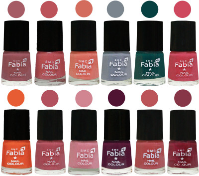 

Fabia Exclusive Nail Polish Set of 12 pcs. Lip-Bazooka Joe-Light Peach-Wild Gray Yonder-Dark Green-Shock Pink-Sour Orange-Mauve Pink-Rose-Boysenberry-Peach-Wine Red(Pack of 12)