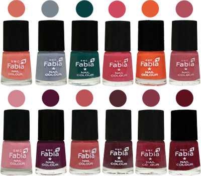 

Fabia Exclusive Nail Polish Set of 12 pcs. Light Peach-Wild Gray Yonder-Dark Green-Shock Pink-Sour Orange-Mauve Pink-Rose-Boysenberry-Peach-Wine-Wine Red-Maroon(Pack of 12)