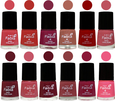 

Fabia Exclusive Nail Polish Set of 12 pcs. Strawberry-Candy Orange-Dark Magenta-coral-Red-Coral Pink -Jam-Light Pink-Maroon-Dark Nude-Pure Wine-Shock Pink Light(Pack of 12)