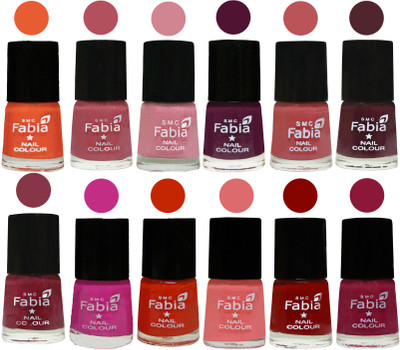 

Fabia Exclusive Nail Polish Set of 12 pcs. Sour Orange-Mauve Pink-Rose-Boysenberry-Peach-Wine-Wine Red-Pink Pink-Fire Orange-Baby Pink-Bold Red-Pure Wine(Pack of 12)