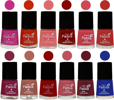 

Fabia Exclusive Nail Polish Set of 12 pcs. Pink Pink-Fire Orange-Baby Pink-Bold Red-Strawberry-Candy Orange-Dark Magenta-coral-Red-Coral Pink -Jam-Shock Blue Dark(Pack of 12)