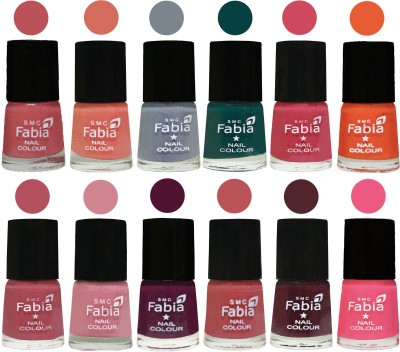 

Fabia Exclusive Nail Polish Set of 12 pcs. Bazooka Joe-Light Peach-Wild Gray Yonder-Dark Green-Shock Pink-Sour Orange-Mauve Pink-Rose-Boysenberry-Peach-Wine-Shock Pink Light(Pack of 12)