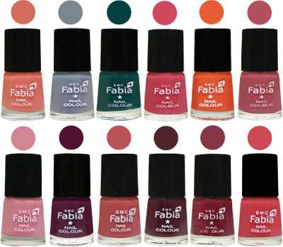 

Fabia Exclusive Nail Polish Set of 12 pcs. Light Peach-Wild Gray Yonder-Dark Green-Shock Pink-Sour Orange-Mauve Pink-Rose-Boysenberry-Peach-Wine-Wine Red-Strawberry(Pack of 12)