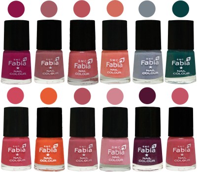 

Fabia Exclusive Nail Polish Set of 12 pcs. Raspberry-Lip-Bazooka Joe-Light Peach-Wild Gray Yonder-Dark Green-Shock Pink-Sour Orange-Mauve Pink-Rose-Boysenberry-Light Pink(Pack of 12)