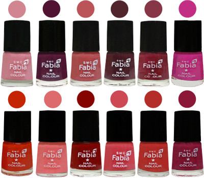 

Fabia Exclusive Nail Polish Set of 12 pcs. Rose-Boysenberry-Peach-Wine-Wine Red-Pink Pink-Fire Orange-Baby Pink-Bold Red-Strawberry-Candy Orange-Pure Wine(Pack of 12)
