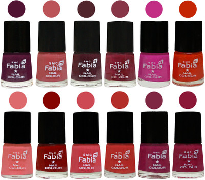 

Fabia Exclusive Nail Polish Set of 12 pcs. Boysenberry-Peach-Wine-Wine Red-Pink Pink-Fire Orange-Baby Pink-Bold Red-Strawberry-Candy Orange-Dark Magenta-Pure Wine(Pack of 12)