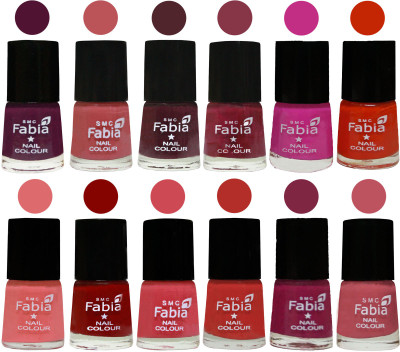 

Fabia Exclusive Nail Polish Set of 12 pcs. Boysenberry-Peach-Wine-Wine Red-Pink Pink-Fire Orange-Baby Pink-Bold Red-Strawberry-Candy Orange-Dark Magenta-Coral Pink(Pack of 12)