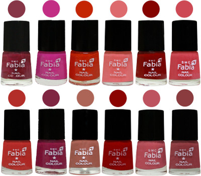 

Fabia Exclusive Nail Polish Set of 12 pcs. Wine Red-Pink Pink-Fire Orange-Baby Pink-Bold Red-Strawberry-Candy Orange-Dark Magenta-coral-Red-Coral Pink -Dark Nude(Pack of 12)
