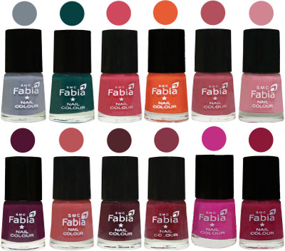 

Fabia Exclusive Nail Polish Set of 12 pcs. Wild Gray Yonder-Dark Green-Shock Pink-Sour Orange-Mauve Pink-Rose-Boysenberry-Peach-Wine-Wine Red-Pink Pink-Pure Wine(Pack of 12)