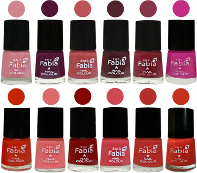 

Fabia Exclusive Nail Polish Set of 12 pcs. Rose-Boysenberry-Peach-Wine-Wine Red-Pink Pink-Fire Orange-Baby Pink-Bold Red-Strawberry-Candy Orange-Orange(Pack of 12)