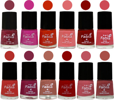 

Fabia Exclusive Nail Polish Set of 12 pcs. Wine Red-Pink Pink-Fire Orange-Baby Pink-Bold Red-Strawberry-Candy Orange-Dark Magenta-coral-Red-Coral Pink -Dark Peach(Pack of 12)
