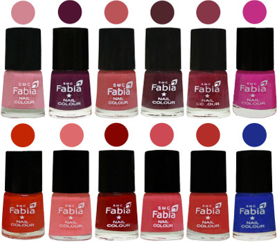 

Fabia Exclusive Nail Polish Set of 12 pcs. Rose-Boysenberry-Peach-Wine-Wine Red-Pink Pink-Fire Orange-Baby Pink-Bold Red-Strawberry-Candy Orange-Shock Blue Dark(Pack of 12)