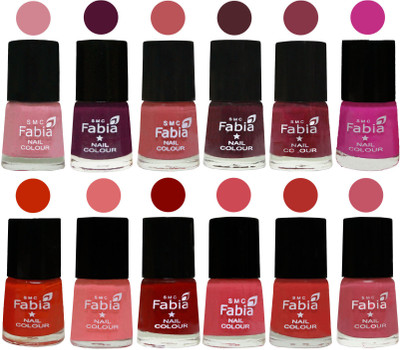 

Fabia Exclusive Nail Polish Set of 12 pcs. Rose-Boysenberry-Peach-Wine-Wine Red-Pink Pink-Fire Orange-Baby Pink-Bold Red-Strawberry-Candy Orange-Light Pink(Pack of 12)